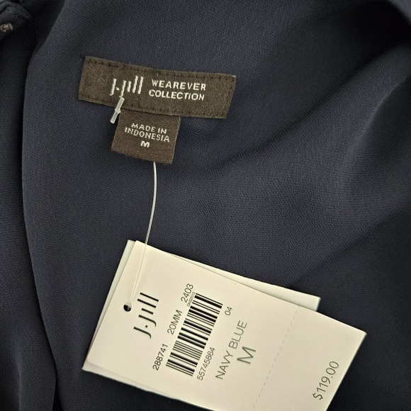 J. Jill Wearever Navy Formal Tiered Ruffle Hem Shift Dress Womens Size M NEW - Picture 7 of 9